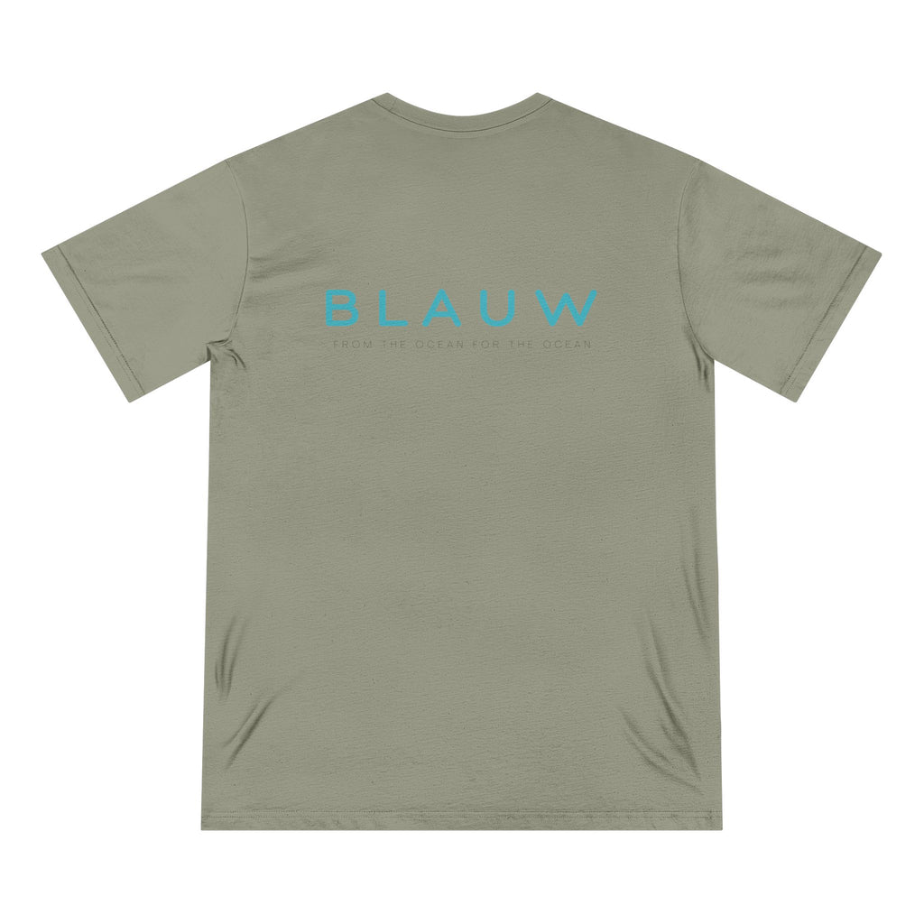 Natural organic cotton Blauw T-shirt in olive green colour on a white background