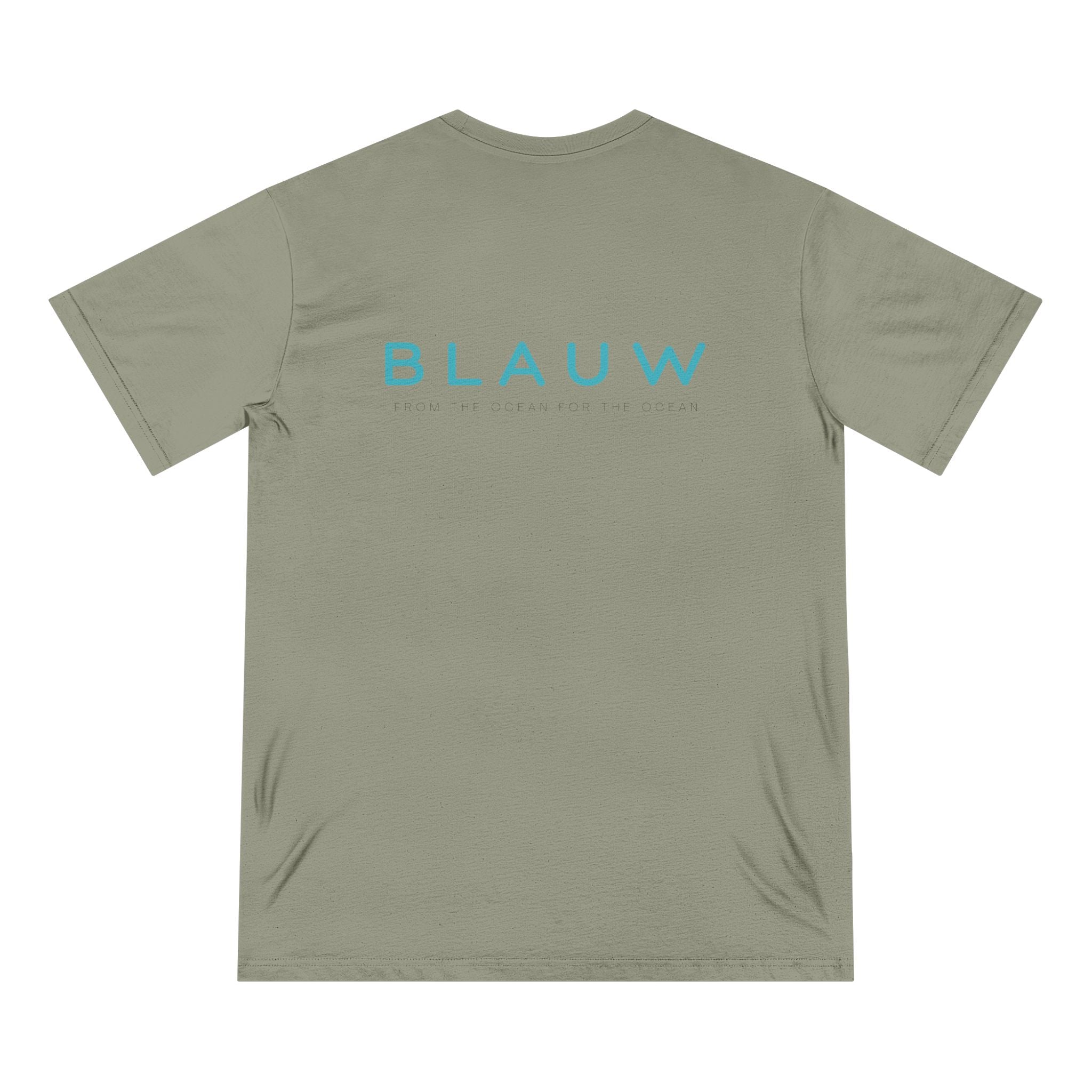 Natural organic cotton Blauw T-shirt in olive green colour on a white background