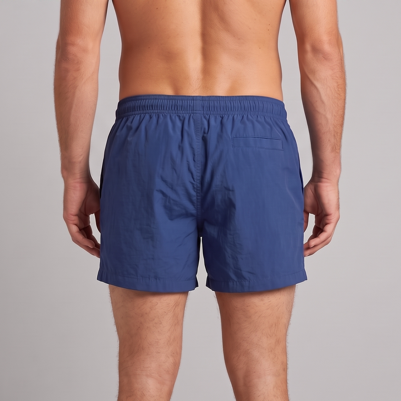 Back view of Midnight Blue men’s swim trunks